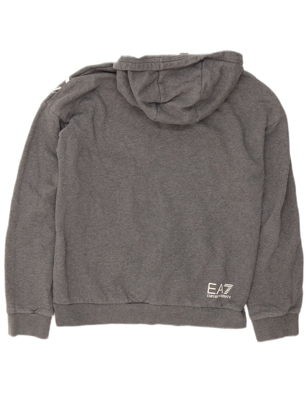 Emporio Armani Pull à capuche graphique pour homme Petit coton moucheté gris