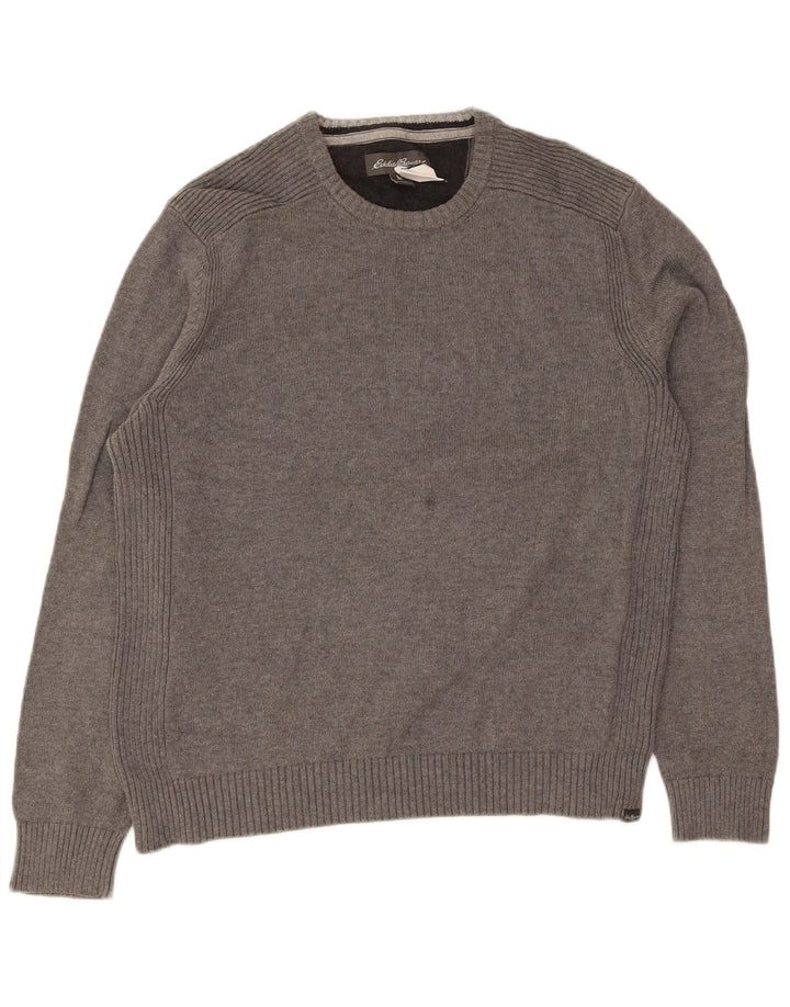 Eddie Bauer Pull à col rond pour homme en coton gris Taille L