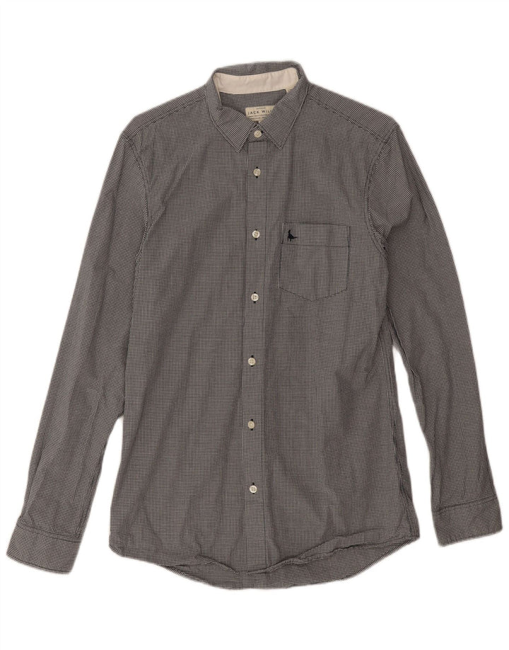 Jack Wills Chemise classique pour homme en coton vichy noir Taille S