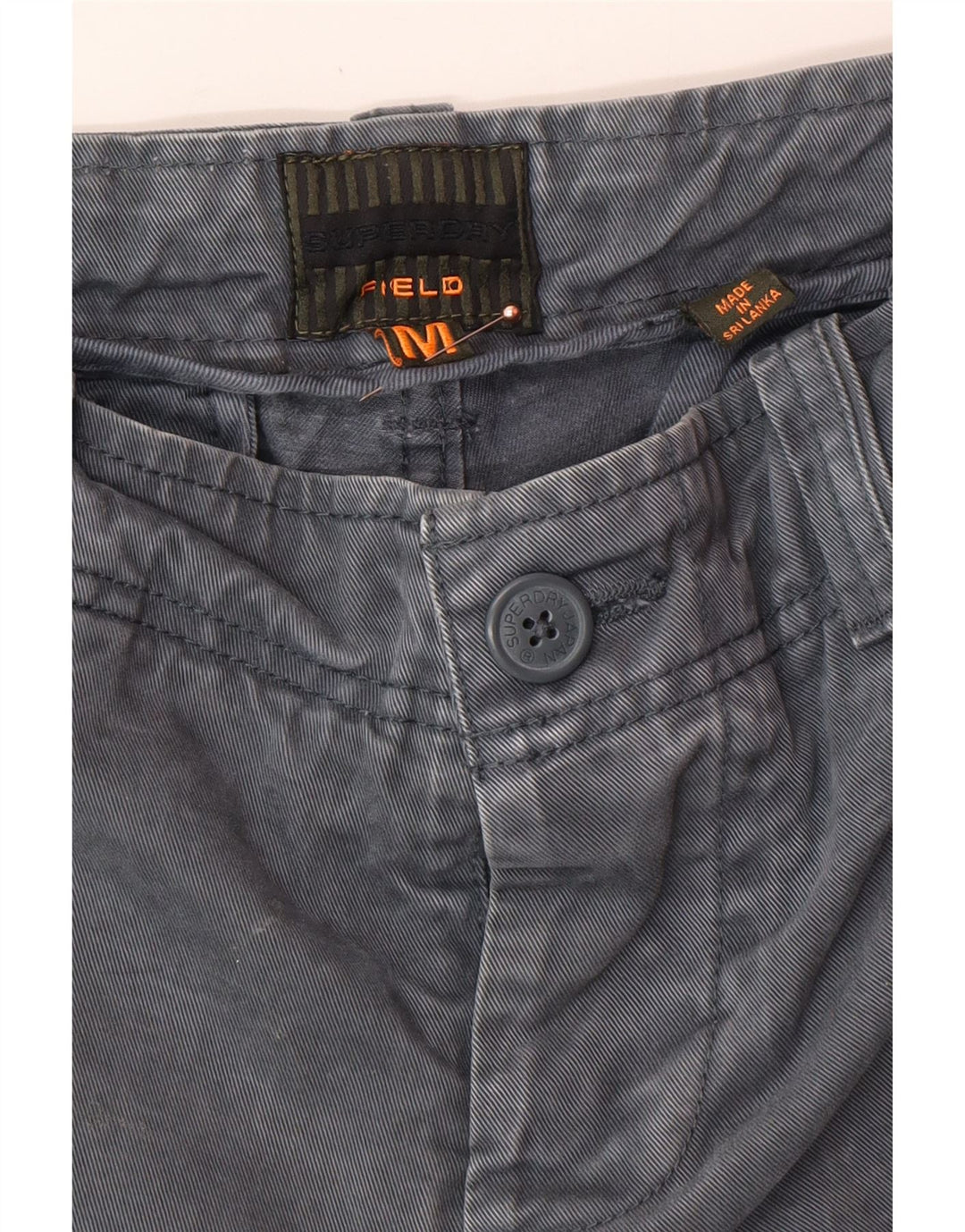 SUPERDRY Short Cargo Homme Moyen W32 Gris Coton