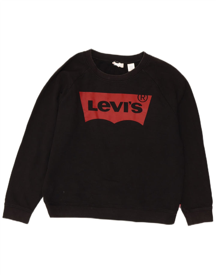 Levi's Sweat-shirt graphique pour femme UK 16 Large Noir Coton