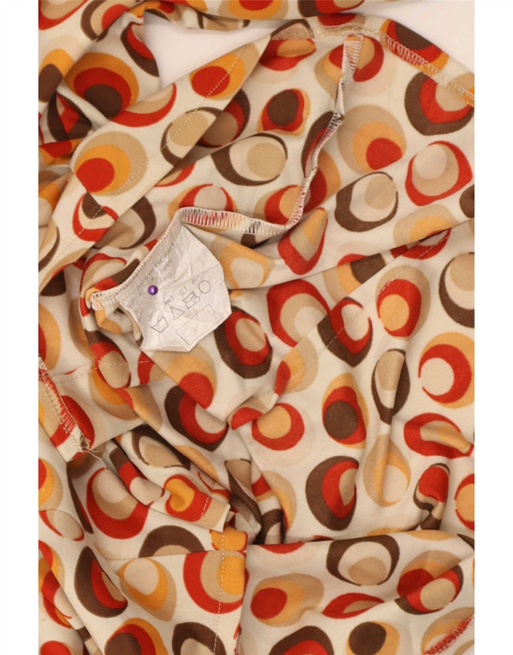 Chemisier chemise femme vintage UK 10 petit polyamide géométrique multicolore