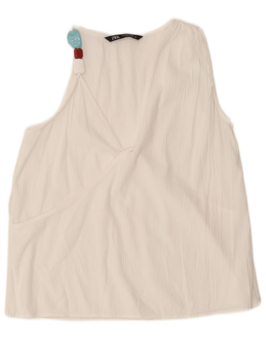 Zara Chemisier sans manches pour femme UK 10 Petite Viscose Blanche