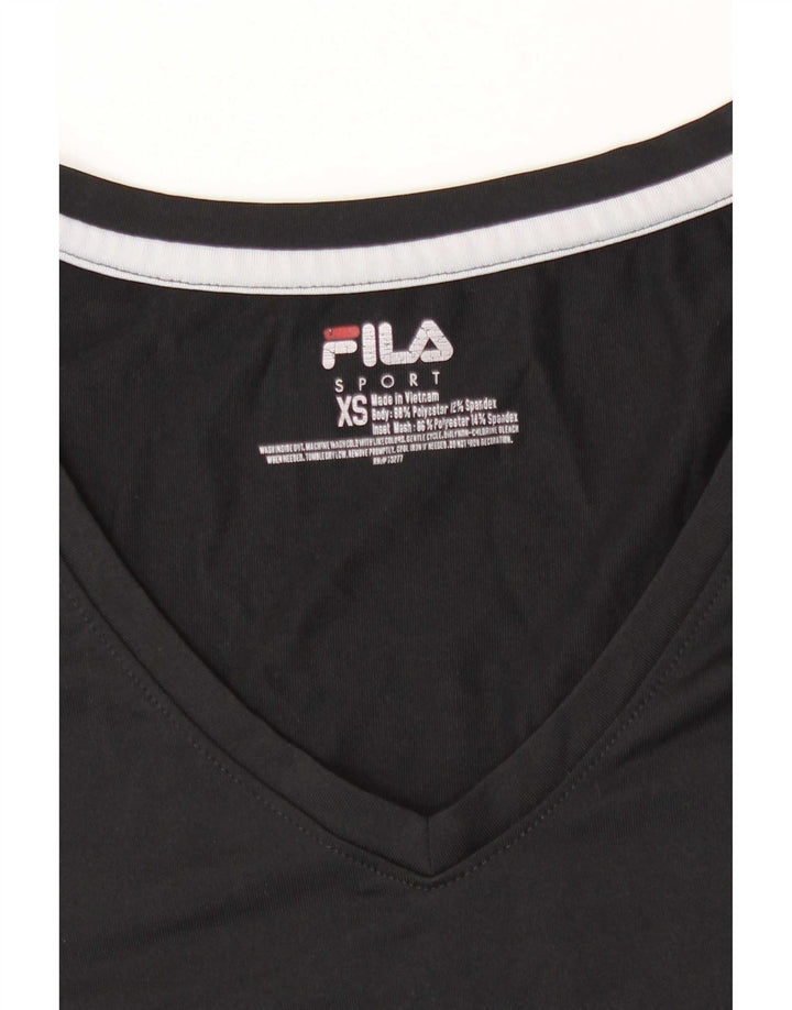 Fila Femme T-Shirt Top UK 6 XS Noir Polyester