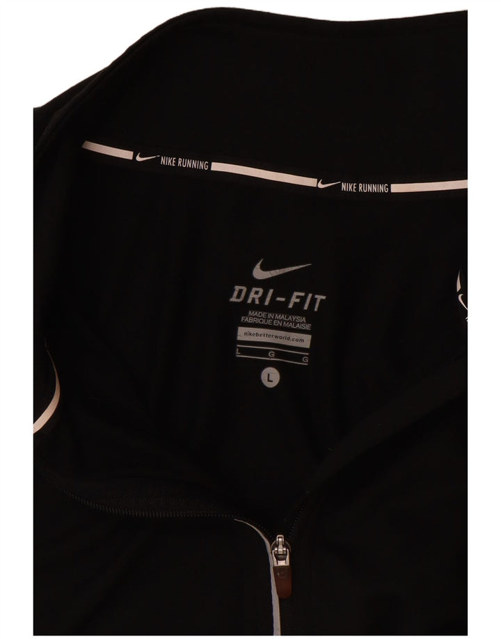 Nike Haut de survêtement Dri Fit à col zippé pour femme UK 16 Large Noir