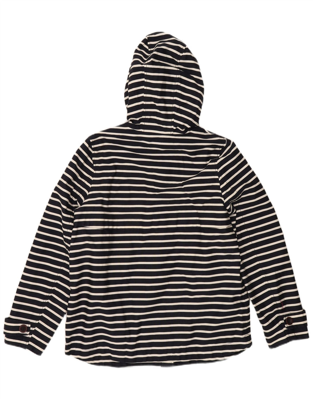 JOULES Veste de pluie à capuche pour femme UK 14 en coton rayé bleu marine moyen