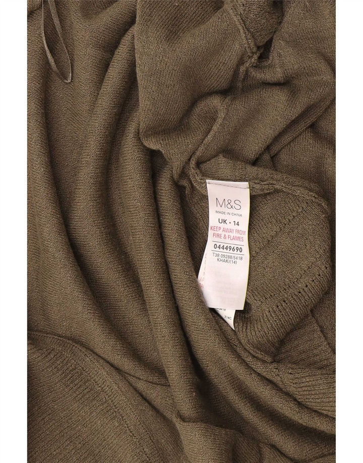 Marks & Spencer Pull cardigan à manches courtes pour femme UK 14 Kaki moyen