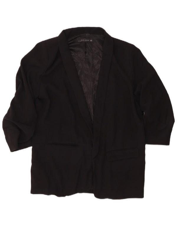 ZARA Veste blazer ouverte à manches 3/4 pour femme UK 18 XL Noir