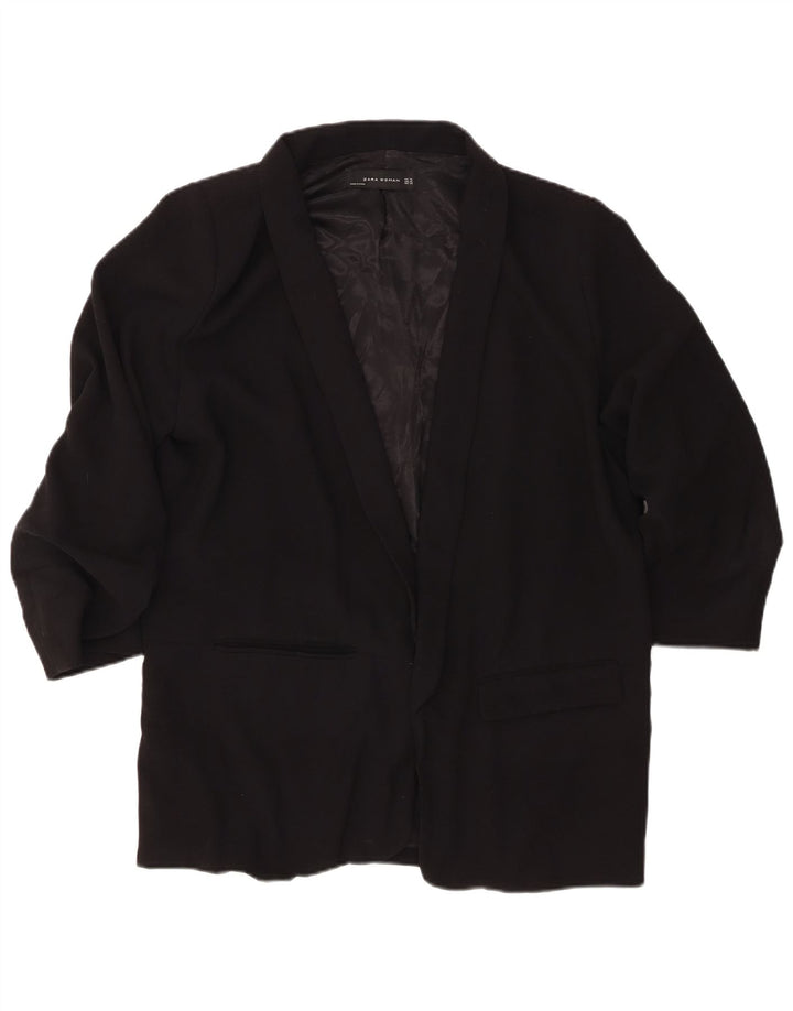 ZARA Veste blazer ouverte à manches 3/4 pour femme UK 18 XL Noir