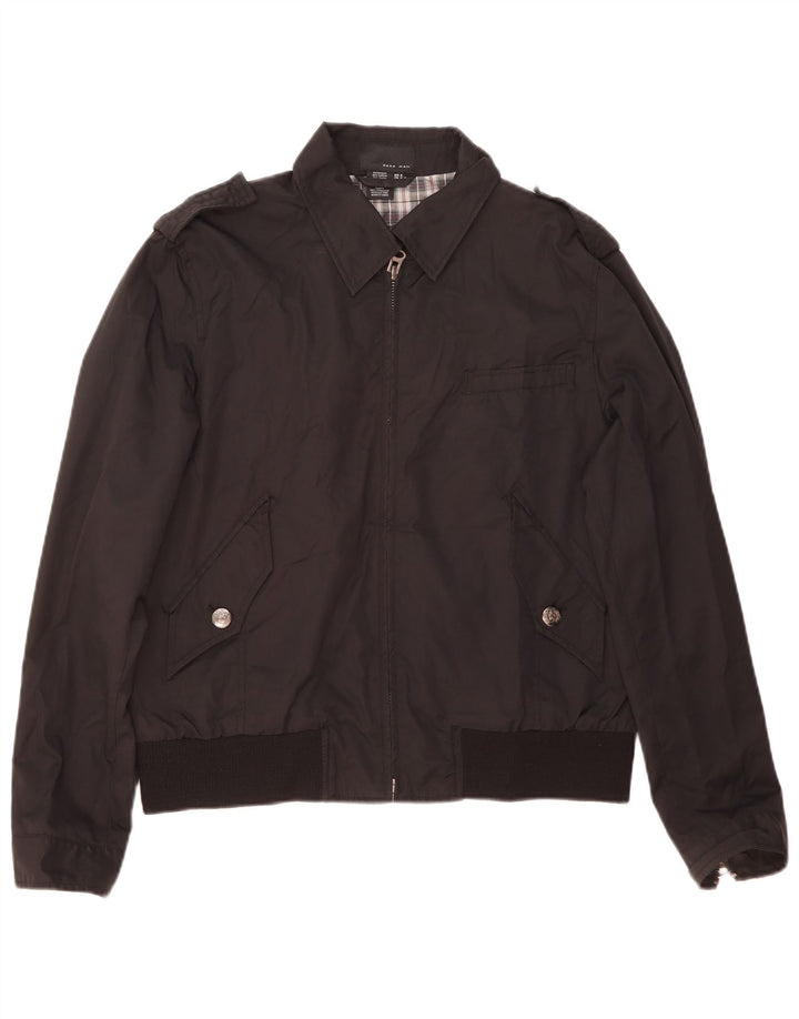 Zara Mens Bomber Jacket UK 38 Moyen Noir Coton