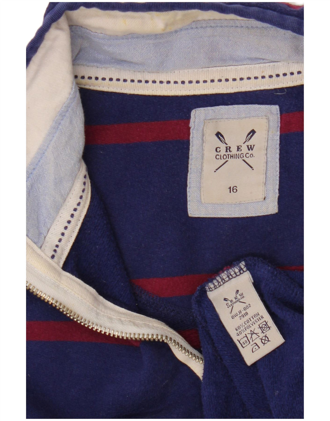 CREW CLOTHING Sweat-shirt pour femme UK 16 Large Bleu marine rayé