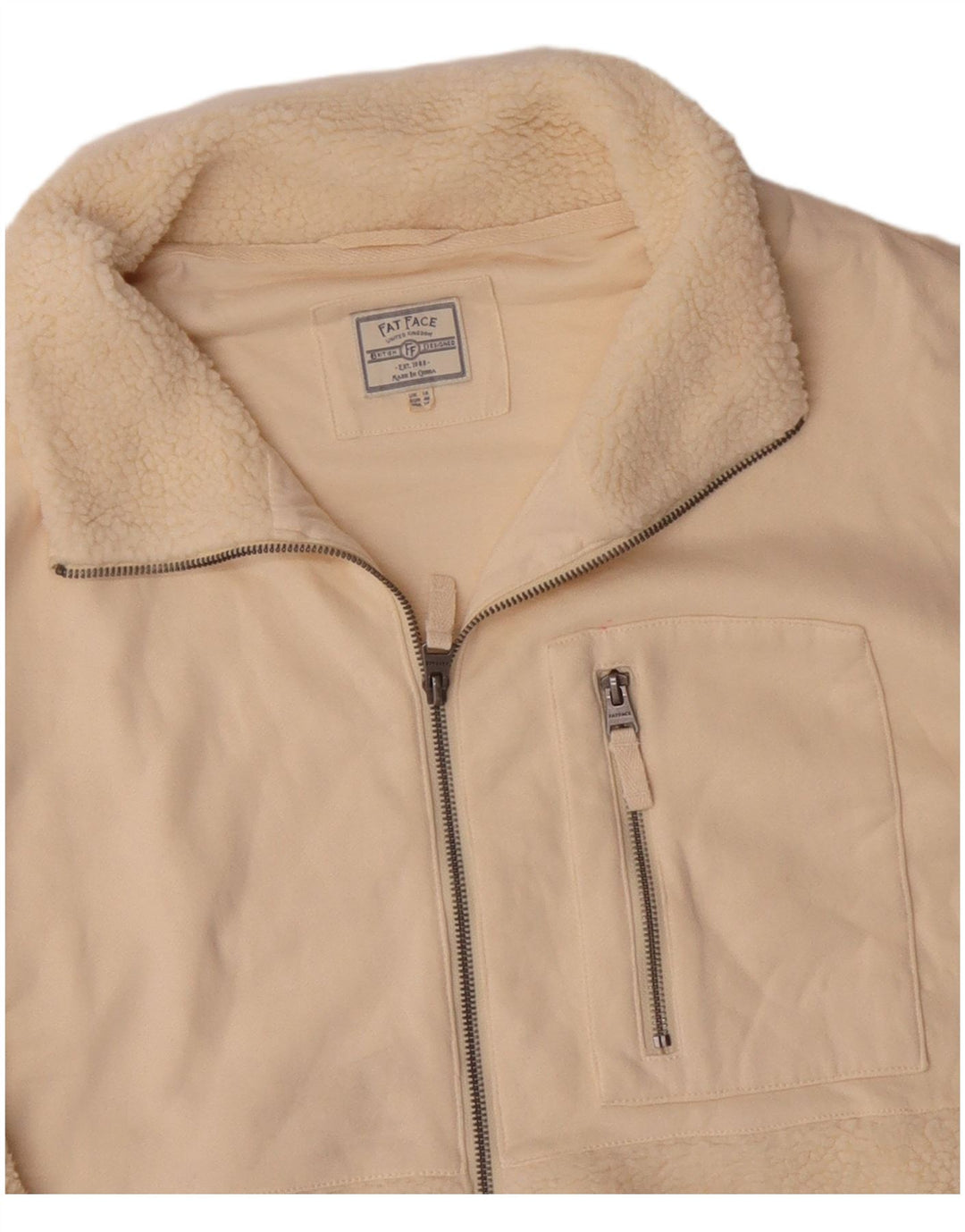 Fat Face Veste Polaire Femme UK 18 XL Polyester Blanc Cassé