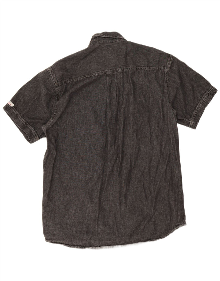 Giani Feroti Chemise en jean à manches courtes pour homme Noir moyen