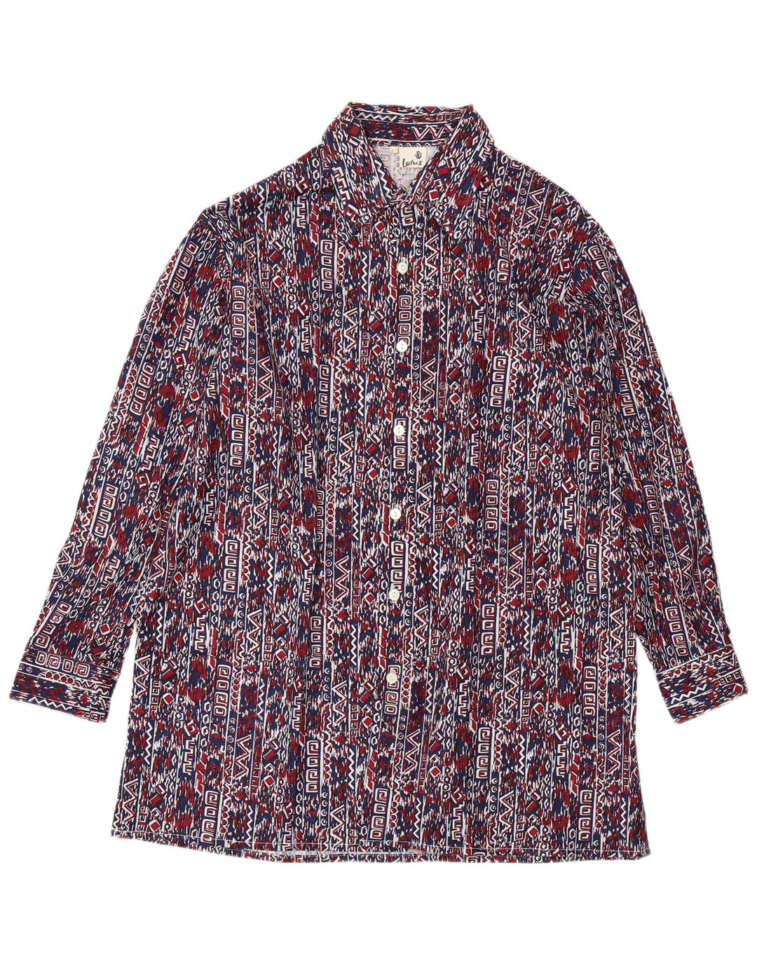 VINTAGE Chemise Homme Taille 41 Grand Bleu Marine Géométrique