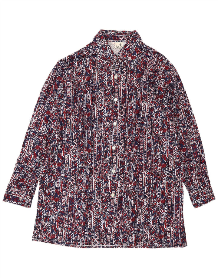 VINTAGE Chemise Homme Taille 41 Grand Bleu Marine Géométrique