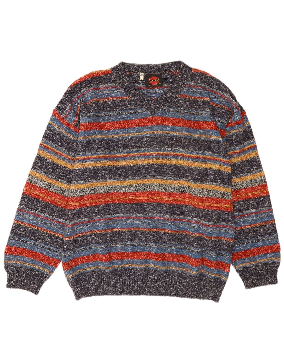 Oxymel Pull col V pour homme en laine à rayures multicolores