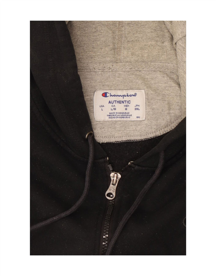 CHAMPION Mens Zip Hoodie Sweater Large Black