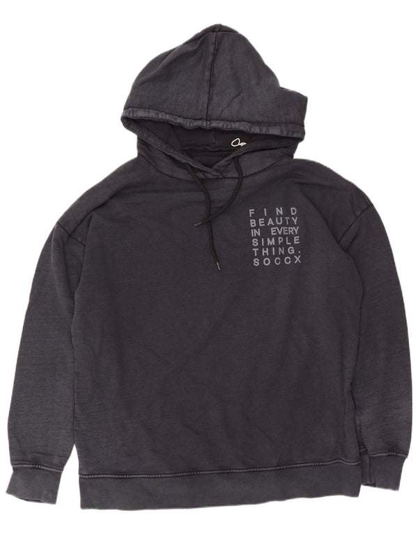 SOCCX Pull à capuche graphique pour homme UK 42 Large Noir Coton