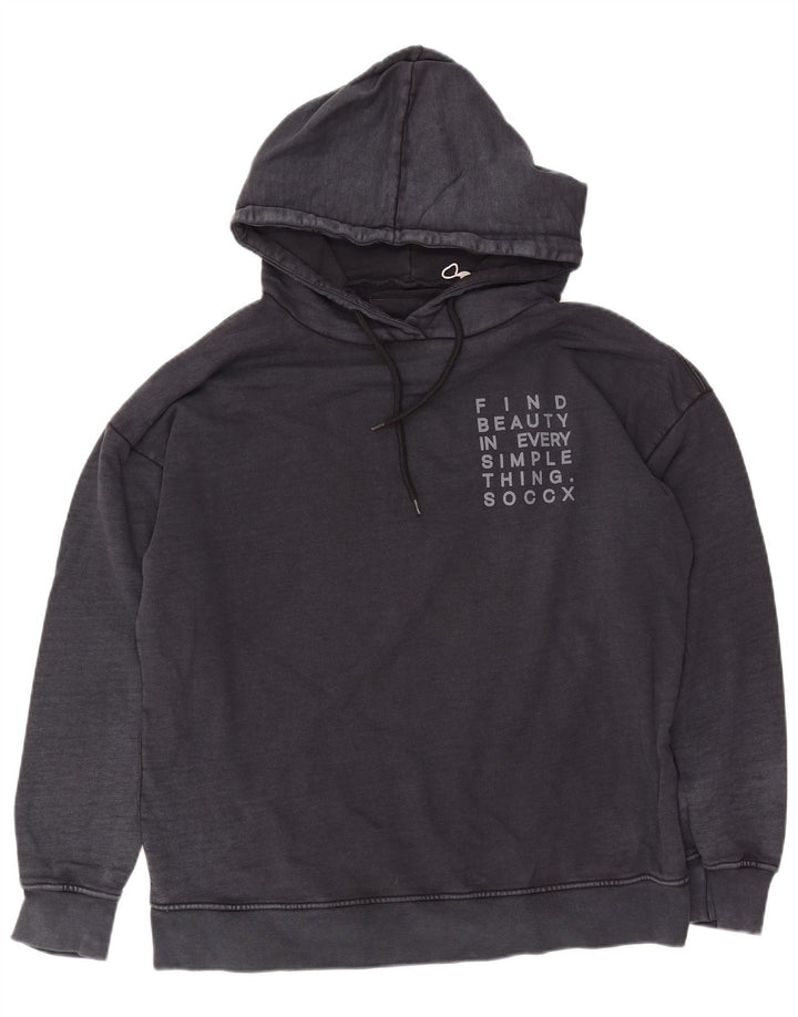 SOCCX Pull à capuche graphique pour homme UK 42 Large Noir Coton