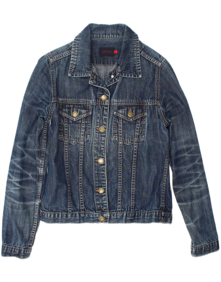 AND Womens Denim Jacket UK 12 Medium Blue