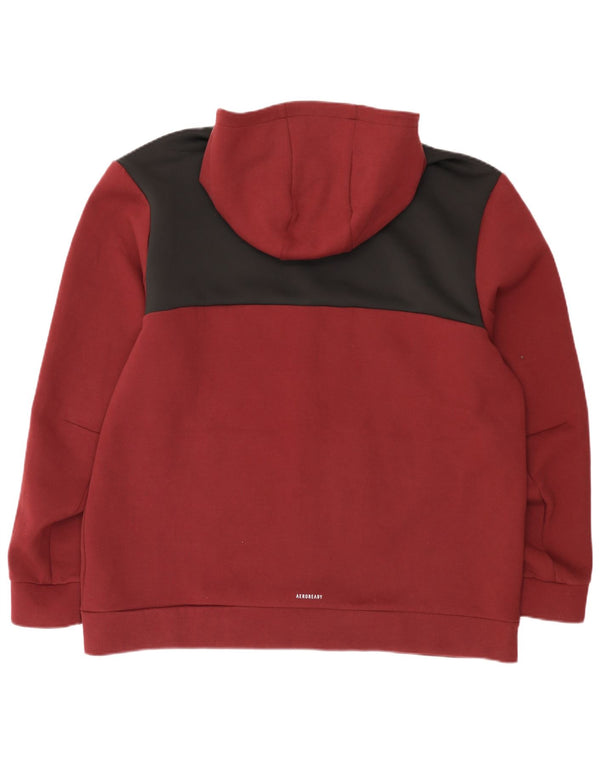 Adidas Pull à capuche zippé Aeroready pour homme 2XL en coton color block bordeaux
