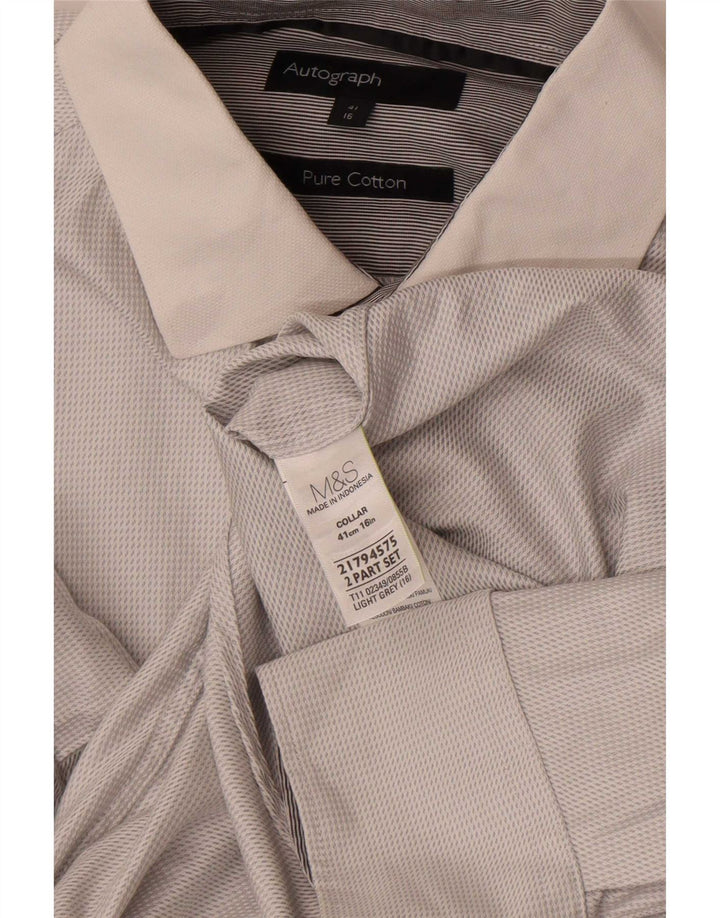 Marks & Spencer Chemise autographe pour homme Taille 41 Coton gris moyen
