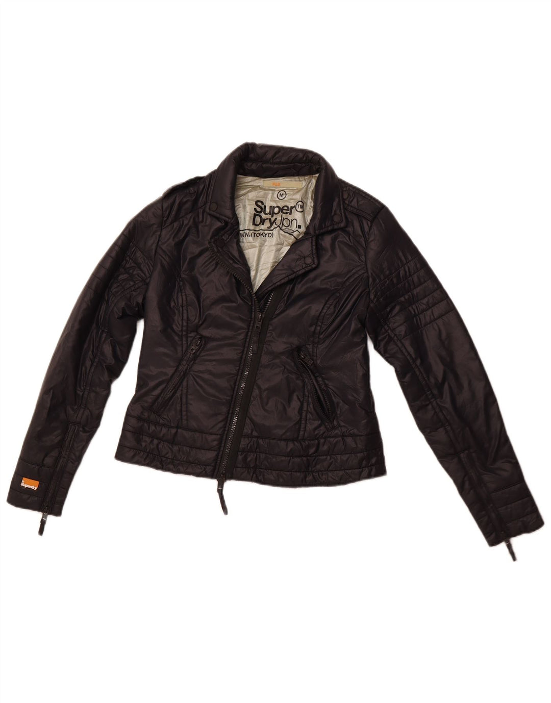 SUPERDRY Veste coupe-vent courte pour femme UK 12 Nylon noir moyen