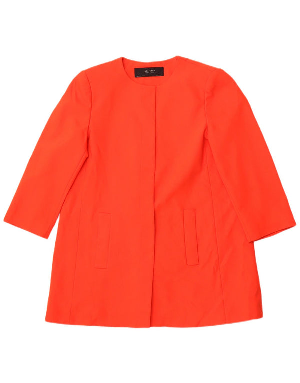 ZARA Veste blazer ouverte à manches 3/4 pour femme UK 14 Large Orange Coton