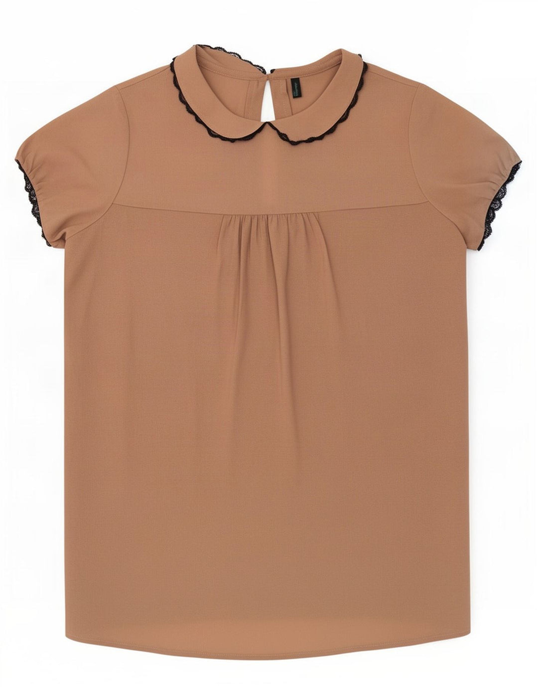 Benetton Chemisier Top UK 10 Small Beige Polyester Femme