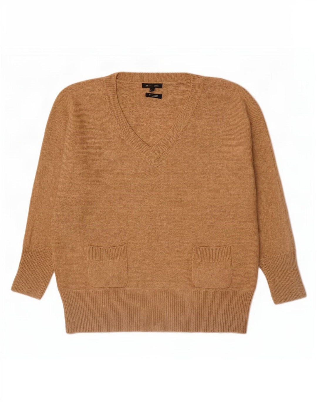 Massimo Dutti Pull col V pour femme UK 14 Laine beige moyen
