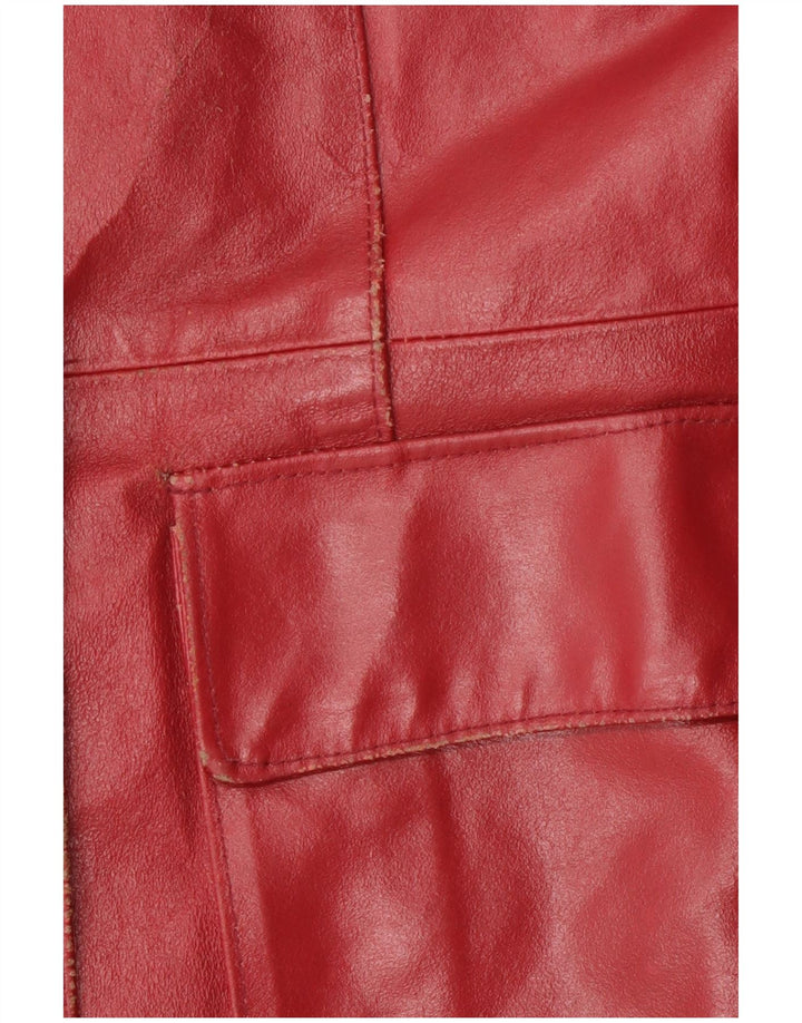 manteau en cuir femme vintage UK 18 XL Cuir Rouge