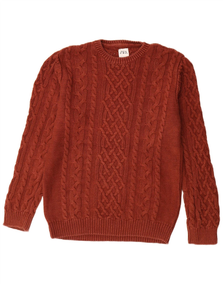 Zara Pull à col rond pour homme Marron moyen
