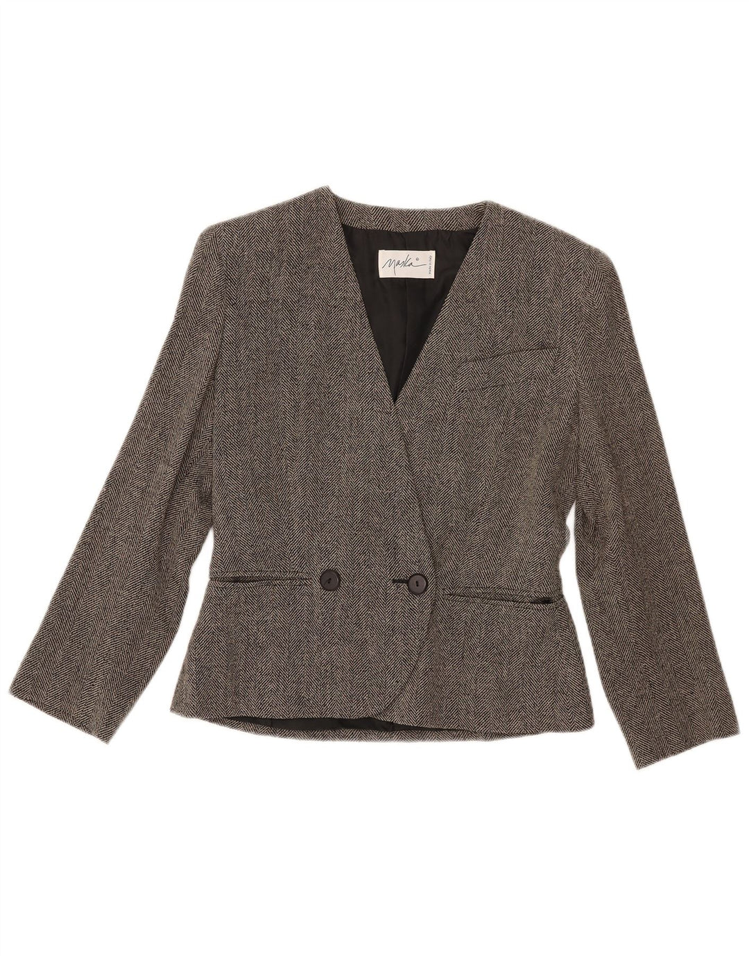 Maska Veste Blazer Croisée Femme IT 42 Gris Moyen à Chevrons