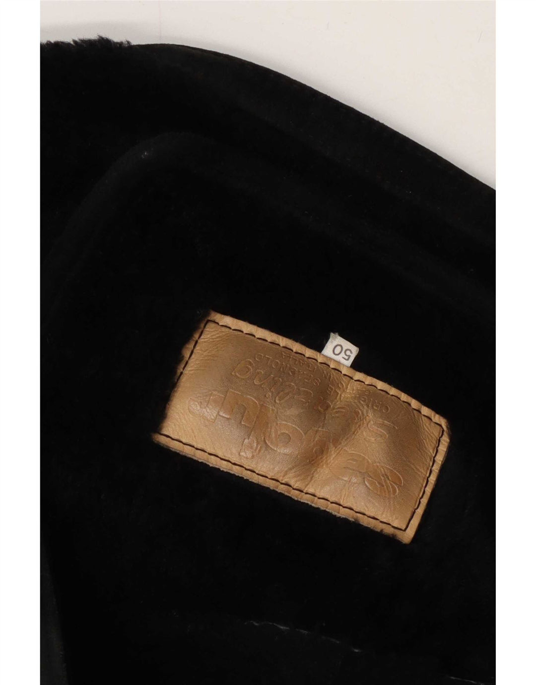 Vintage Womens Shearling Jacket IT 50 2XL Noir