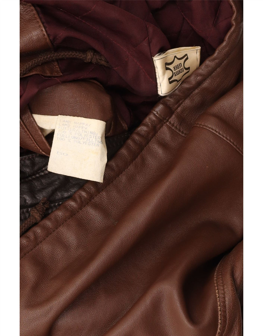 Veste en cuir homme VINTAGE IT 50 grand cuir marron