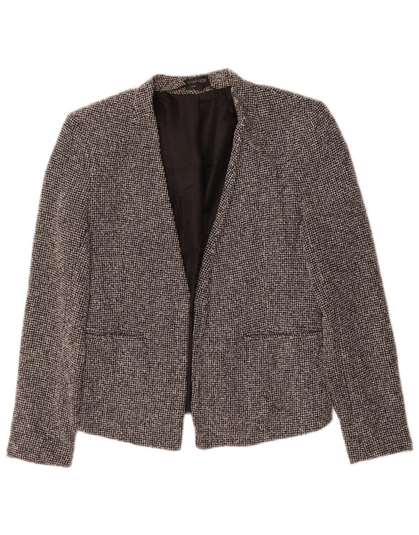 Topshop Veste blazer ouverte pour femme UK 10 Petit coton à carreaux noirs