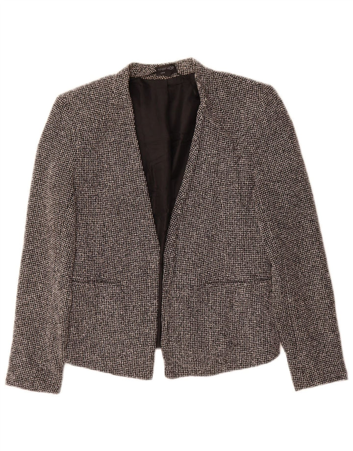 Topshop Veste blazer ouverte pour femme UK 10 Petit coton à carreaux noirs