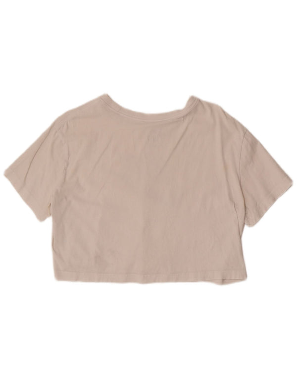 Nike Womens Crop Loose Fit Graphic T-Shirt Top UK 14 Blanc Moyen