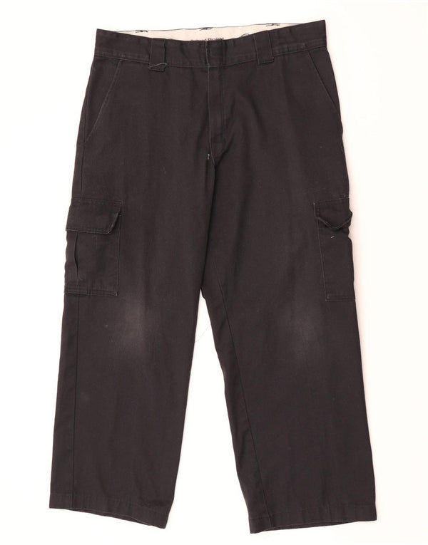 Dickies Mens Relaxed Straight Cargo Trousers W36 L28 Black Cotton