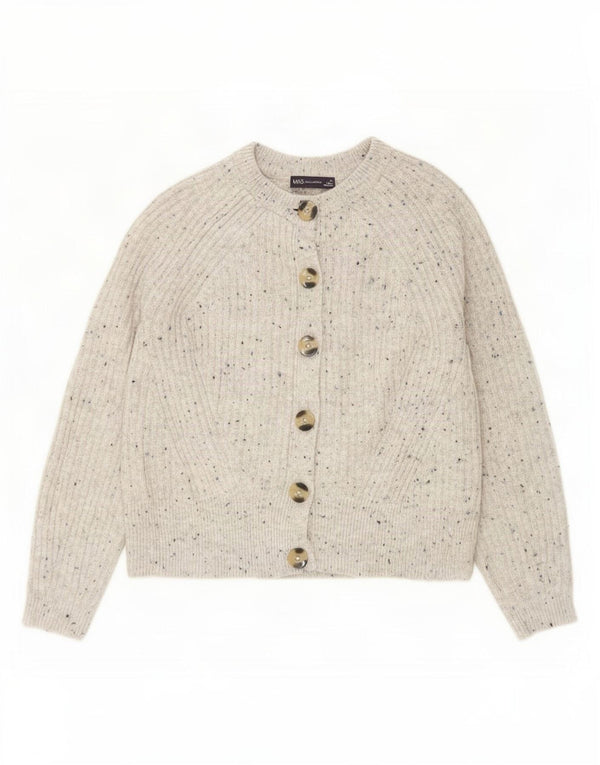 Marks & Spencer Pull Cardigan Femme UK 14 Gris Moyen Acrylique Moucheté