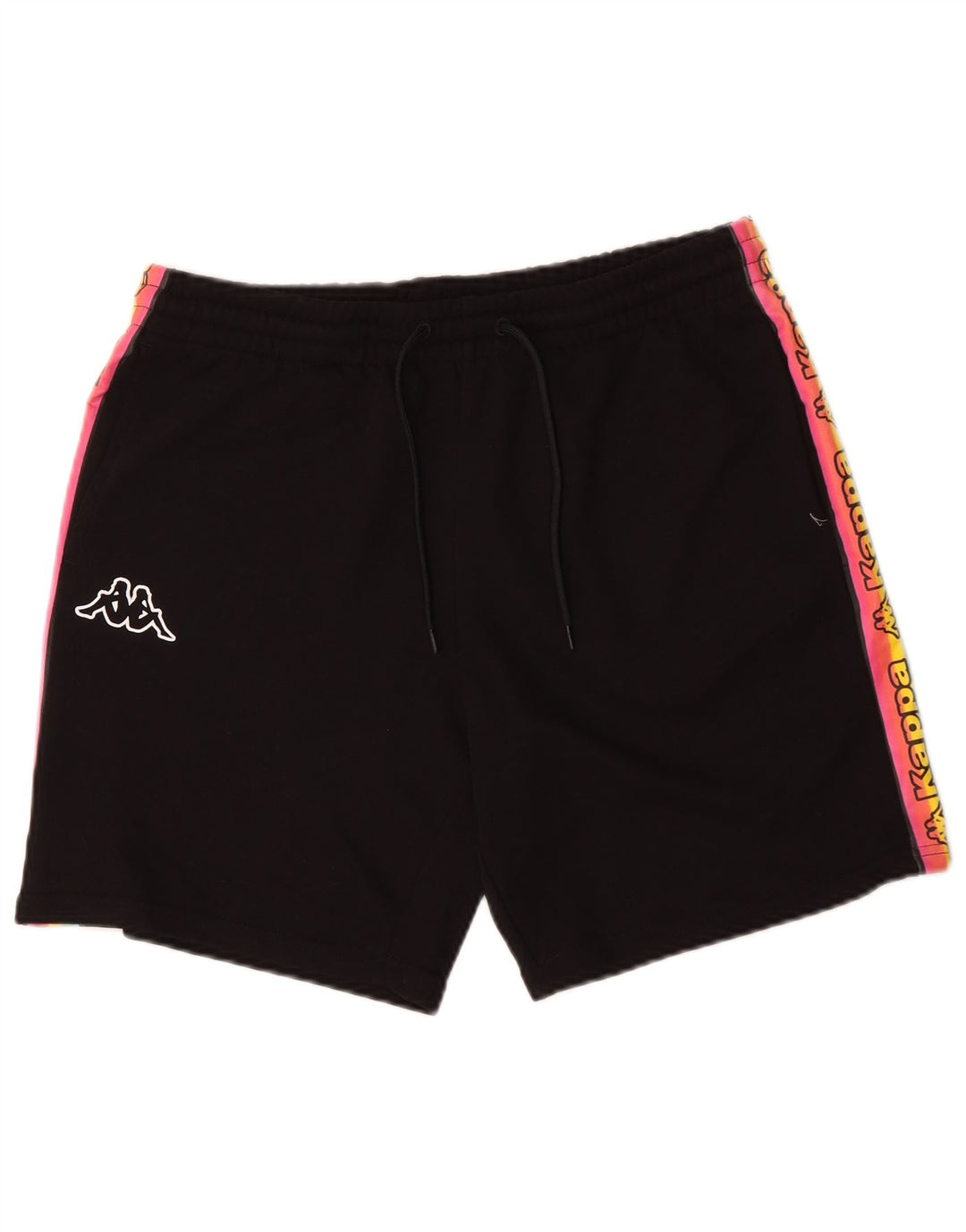 Kappa Short de Sport Graphique Homme Noir Moyen en Coton Colorblock