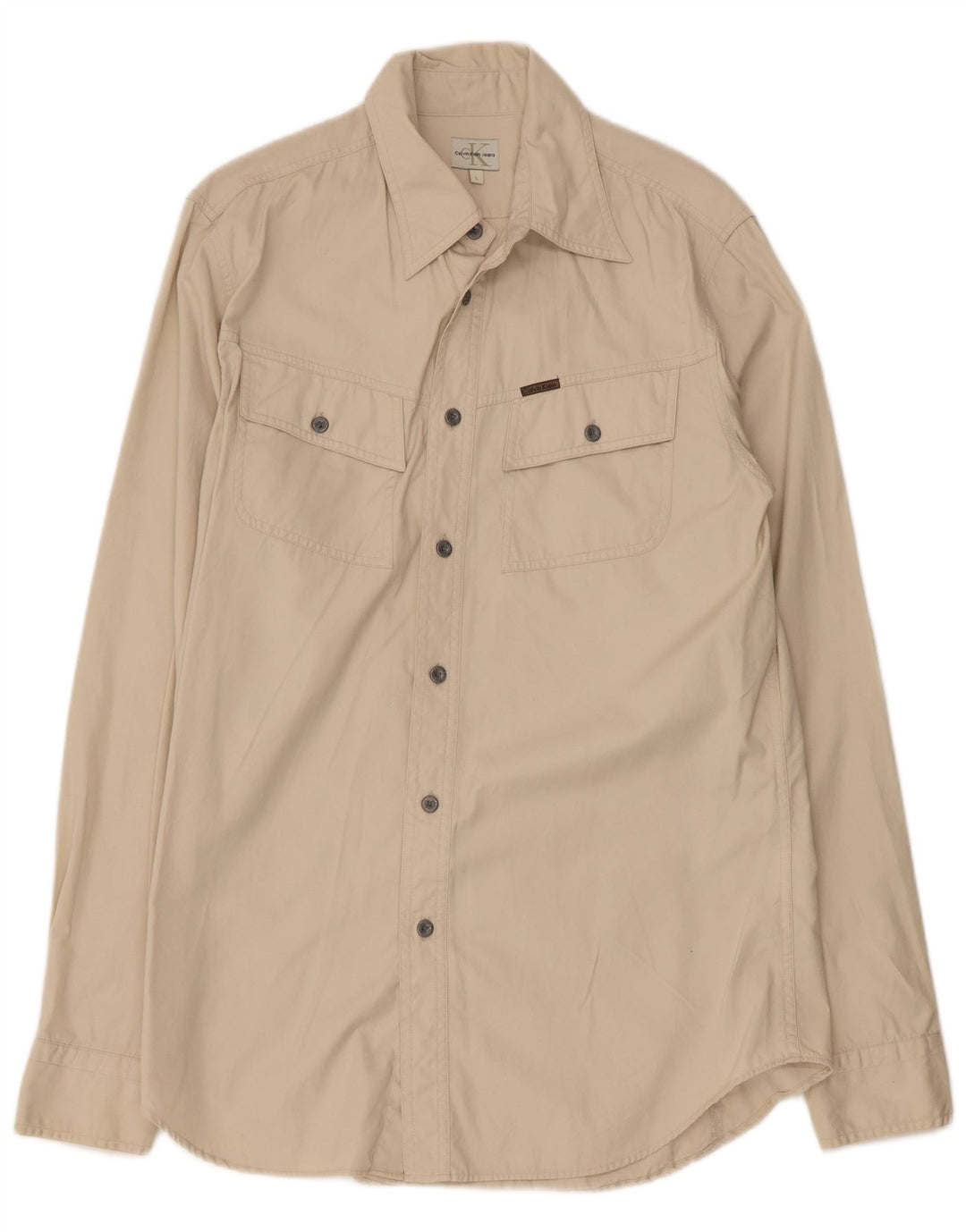 CALVIN KLEIN JEANS Chemise Homme Large Beige Coton