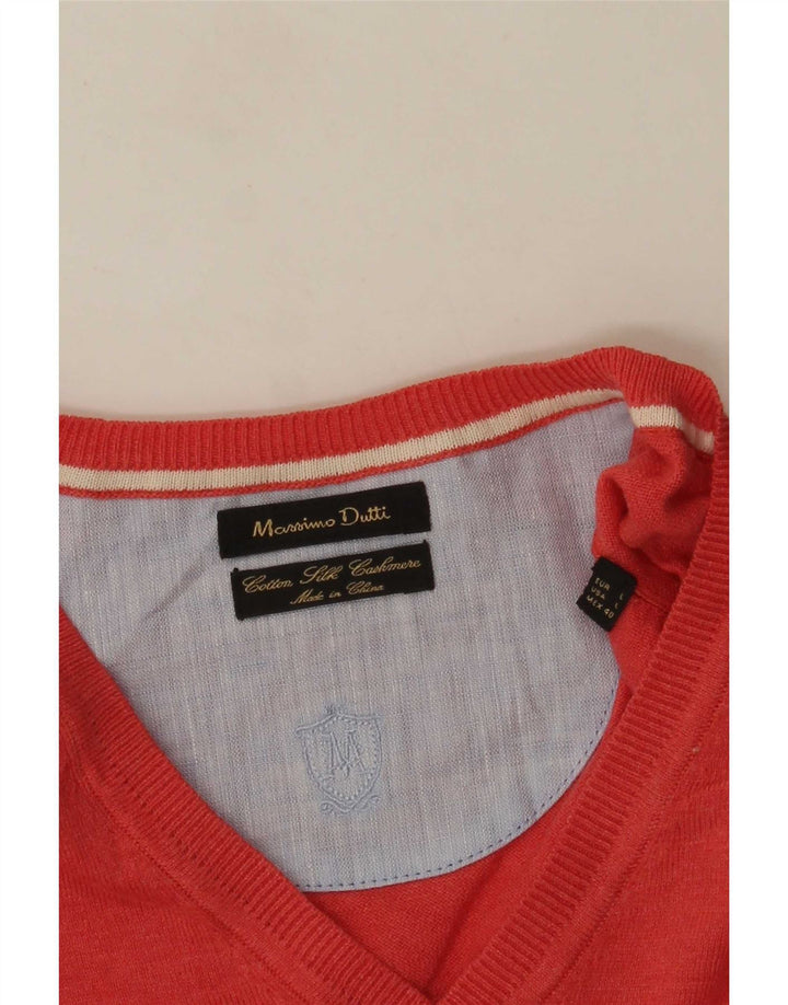 Massimo Dutti Pull col V pour homme en coton rouge Taille L