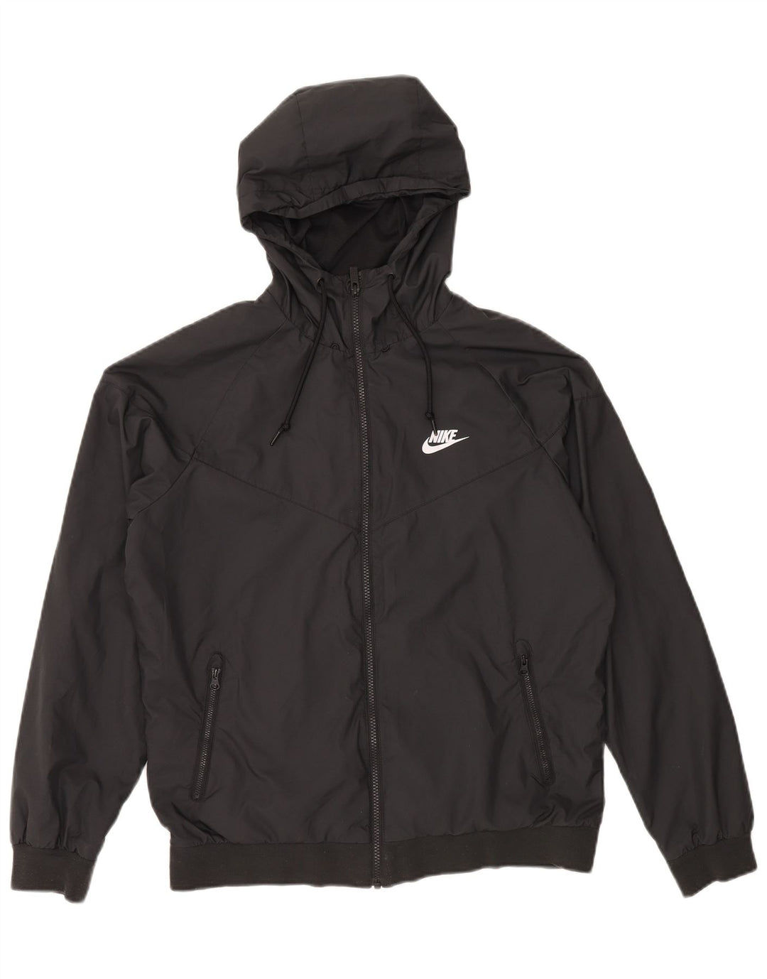 NIKE Veste coupe-vent à capuche pour hommes UK 38 Polyester noir moyen