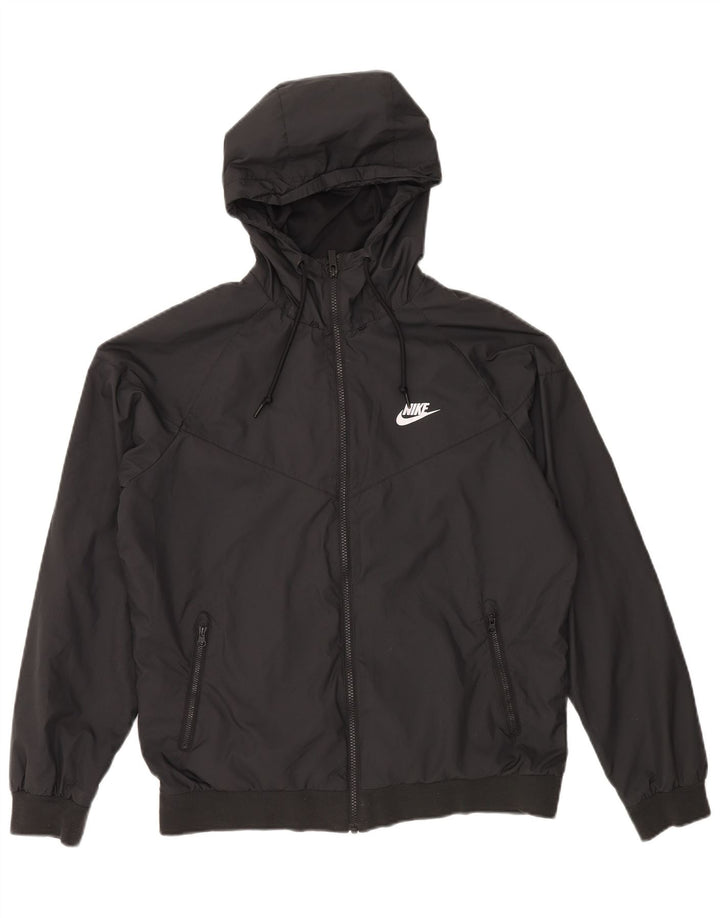 NIKE Veste coupe-vent à capuche pour hommes UK 38 Polyester noir moyen