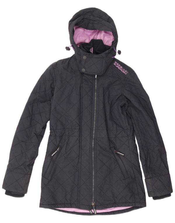 Superdry Veste Parka matelassée à capuche Windparka pour femme UK 10 Small Bleu marine