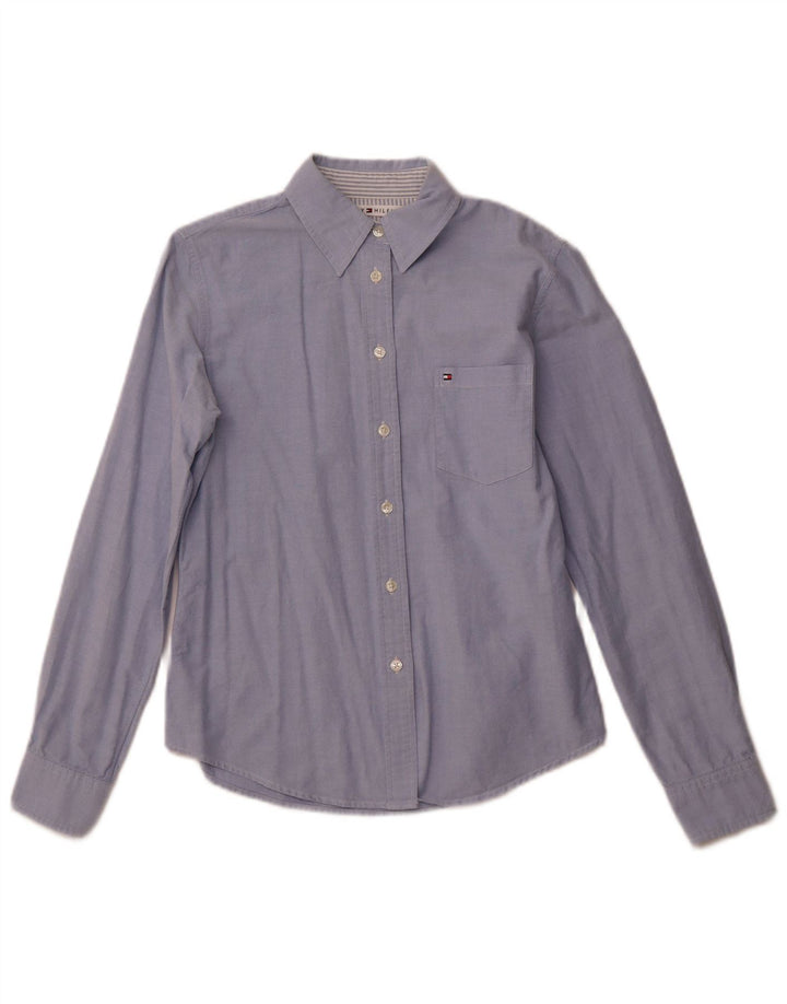 TOMMY HILFIGER Chemise Femme UK 10 Petit Bleu Coton