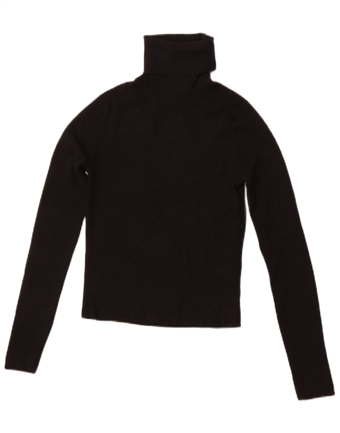 ZARA Femme Pull court à col roulé UK 12 Medium Noir Viscose