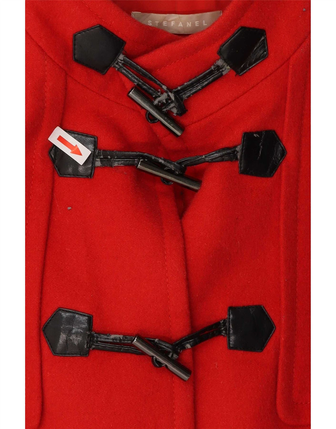 Stefanel Duffle Jacket À Capuche Femme IT 48 XL Rouge Laine Vierge