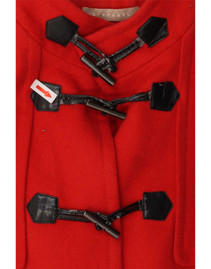 Stefanel Duffle Jacket À Capuche Femme IT 48 XL Rouge Laine Vierge